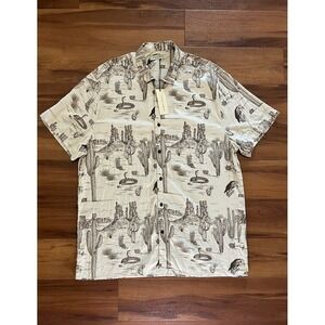 Maison Article Shoe Palace Horses Rayon Woven Short Sleeve Button Shirt Size 2XL